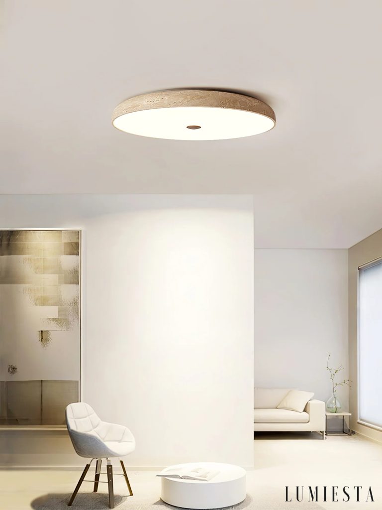 Brezia - round travertine flush ceiling light Ø 37-62 cm