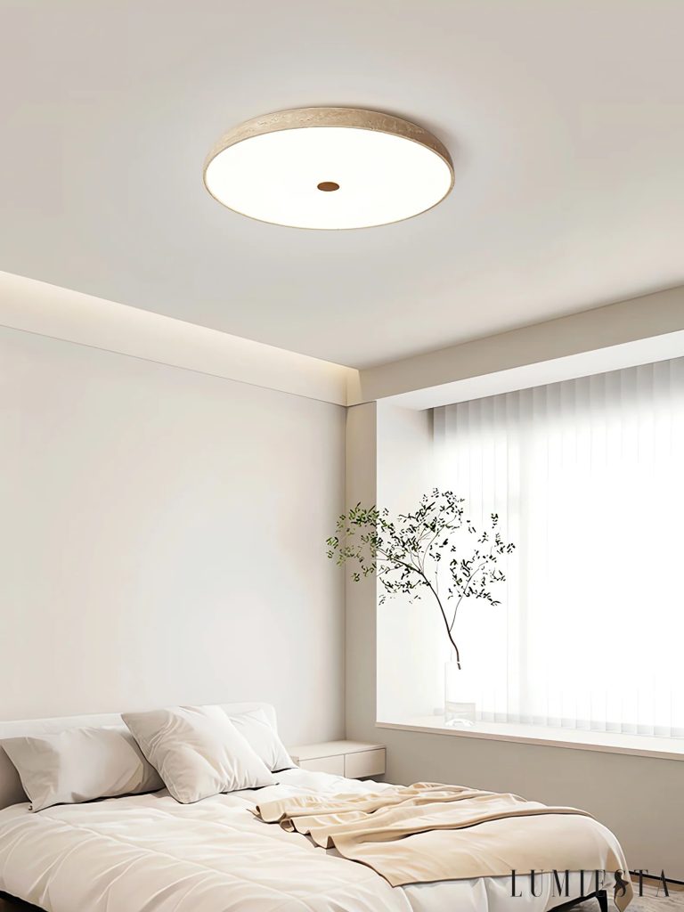 Brezia - round travertine flush ceiling light Ø 37-62 cm