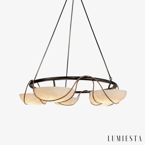 Vesia - alabaster ring chandelier Ø 85 cm