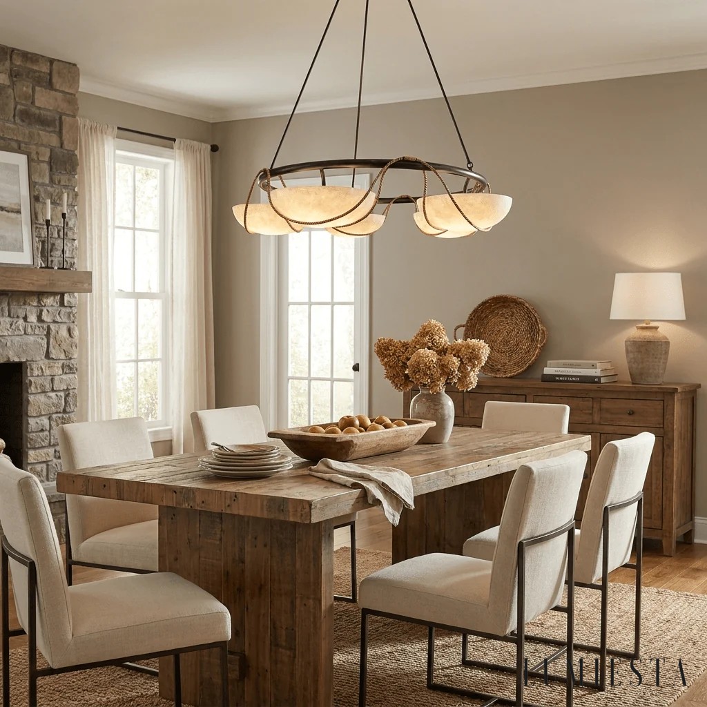 Vesia - alabaster ring chandelier Ø 85 cm