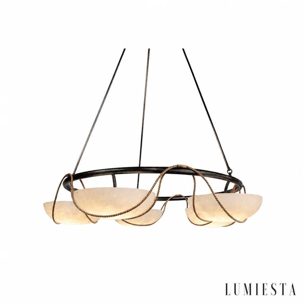 Vesia - alabaster ring chandelier Ø 85 cm