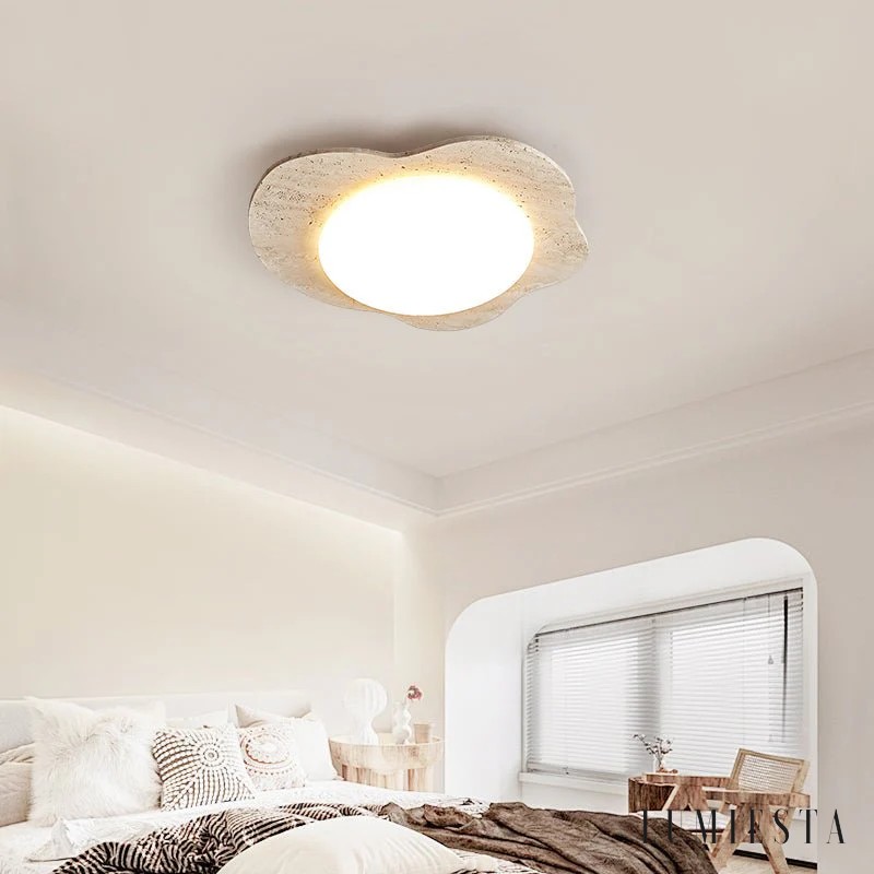 Nizzia - cloud-shaped travertine flush ceiling light Ø 65 cm