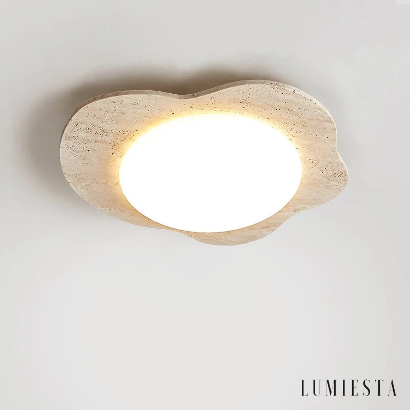 Nizzia - cloud-shaped travertine flush ceiling light Ø 65 cm