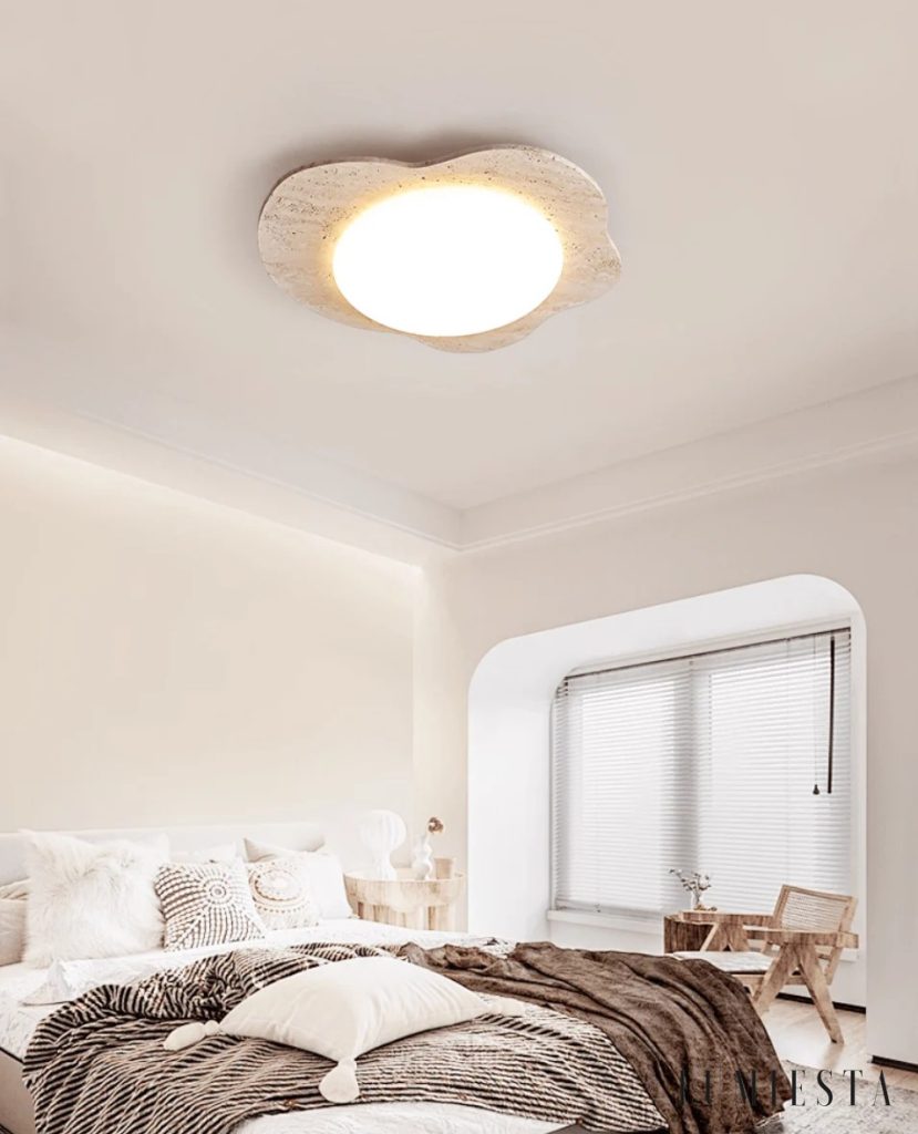 Nizzia - cloud-shaped travertine flush ceiling light Ø 65 cm