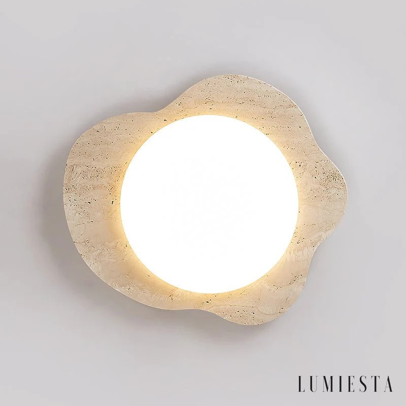 Nizzia - cloud-shaped travertine flush ceiling light Ø 65 cm