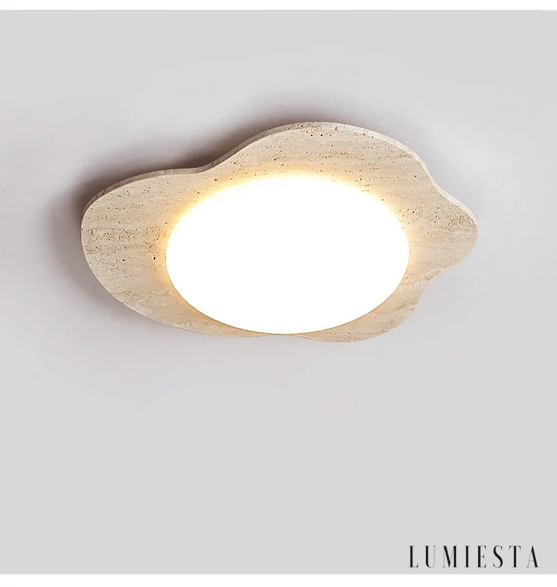 Nizzia - cloud-shaped travertine flush ceiling light Ø 65 cm