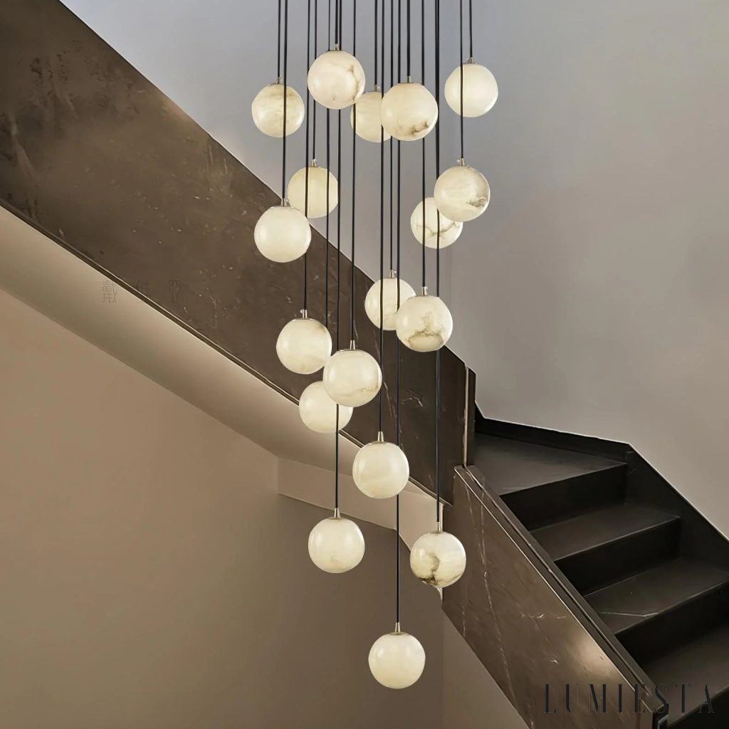 Palermia - cluster chandelier with alabaster globes