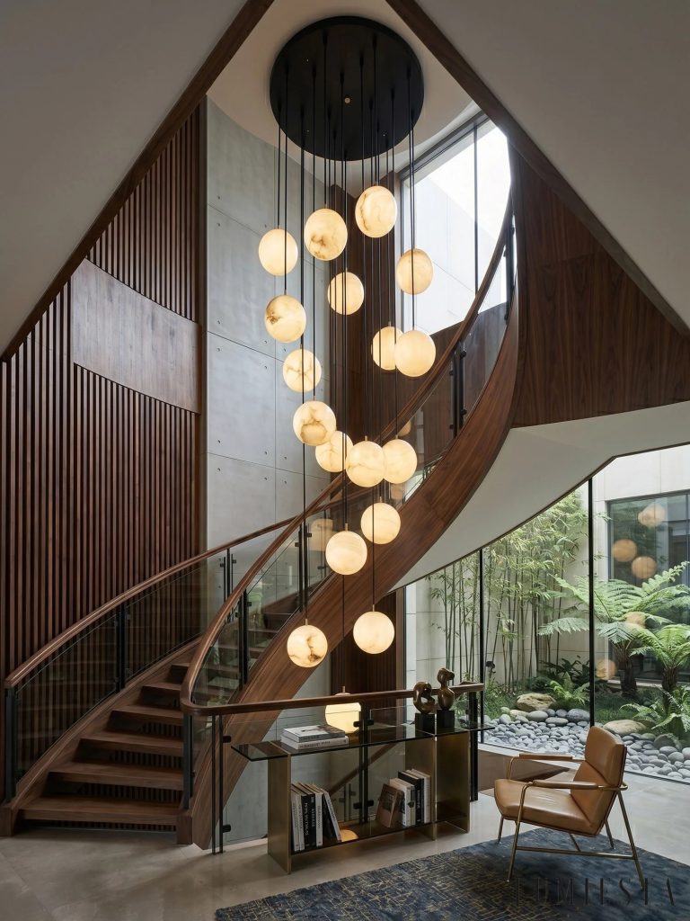 Palermia - cluster chandelier with alabaster globes