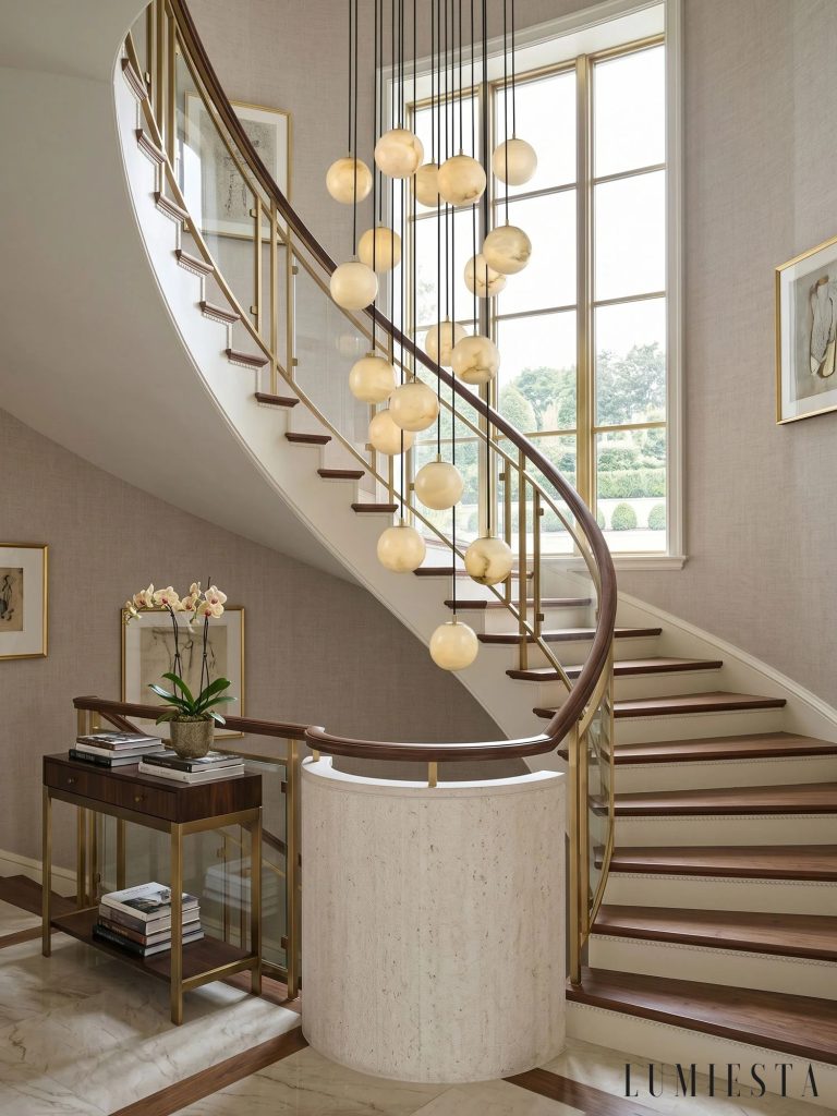 Palermia - cluster chandelier with alabaster globes