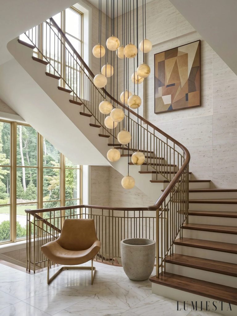Palermia - cluster chandelier with alabaster globes
