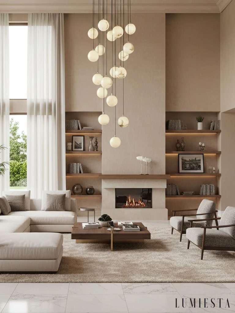 Palermia - cluster chandelier with alabaster globes