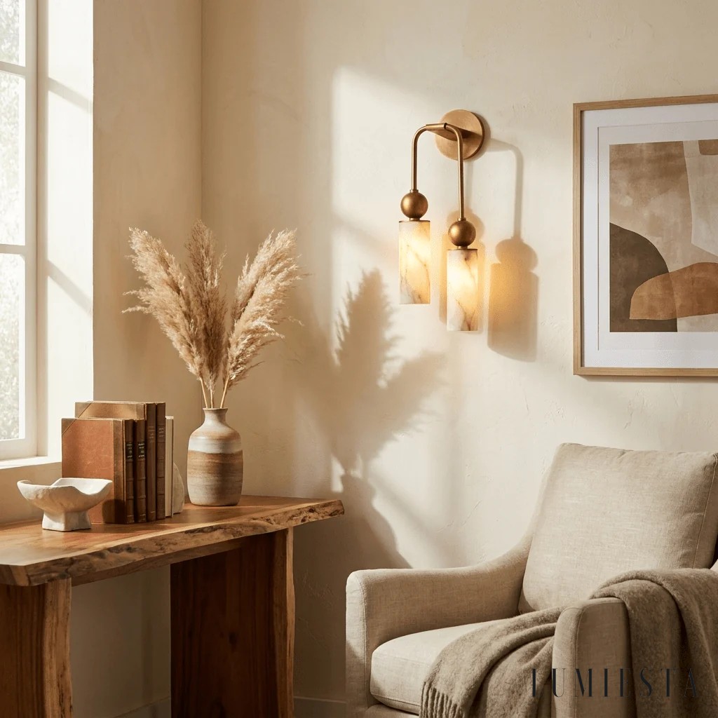 Ferraria - alabaster wall light with copper