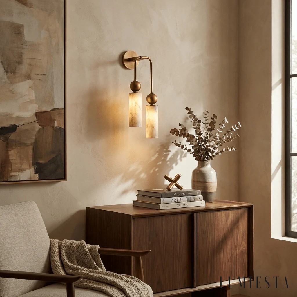 Ferraria - alabaster wall light with copper