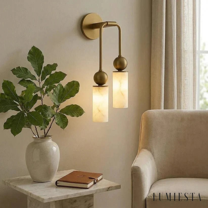 Ferraria - alabaster wall light with copper