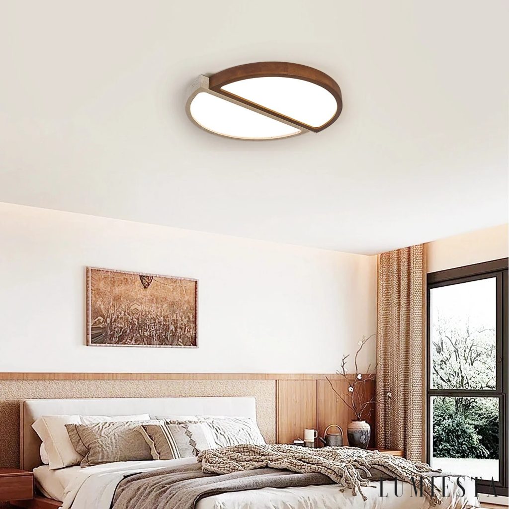 Passia - travertine and wood ceiling light Ø 48-58 cm