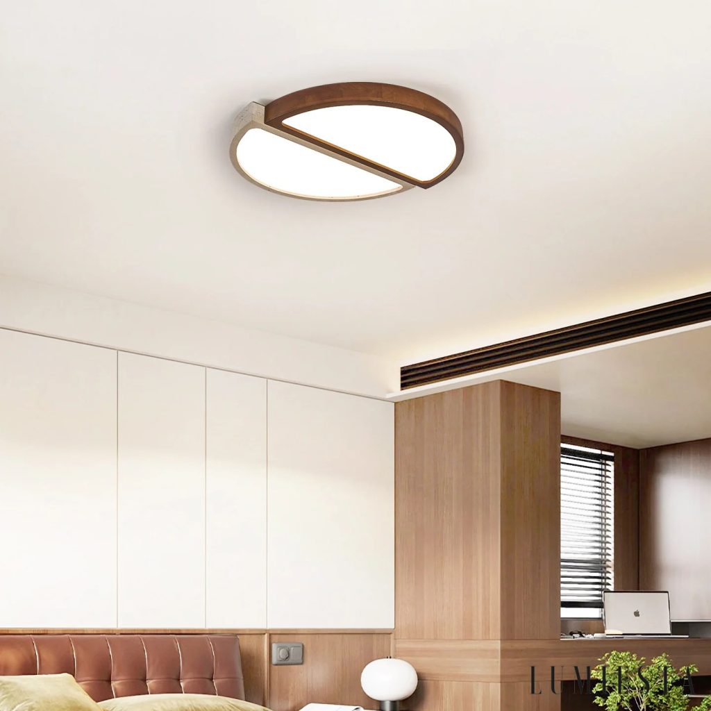 Passia - travertine and wood ceiling light Ø 48-58 cm