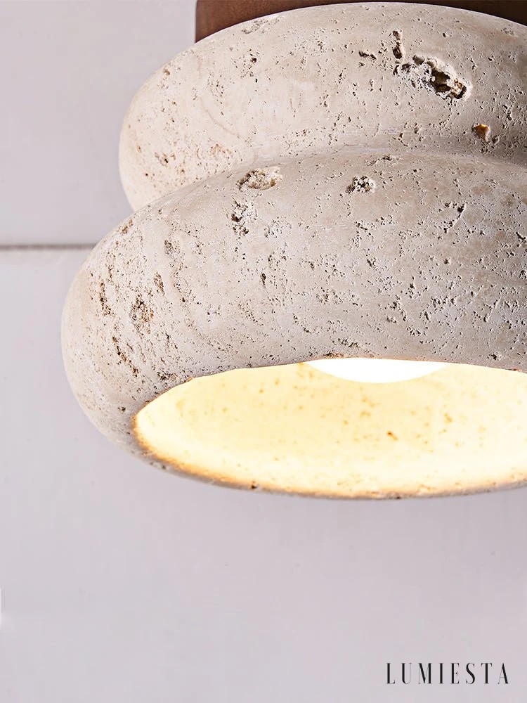 Kwitnaria - travertine ceiling light Ø 16 cm