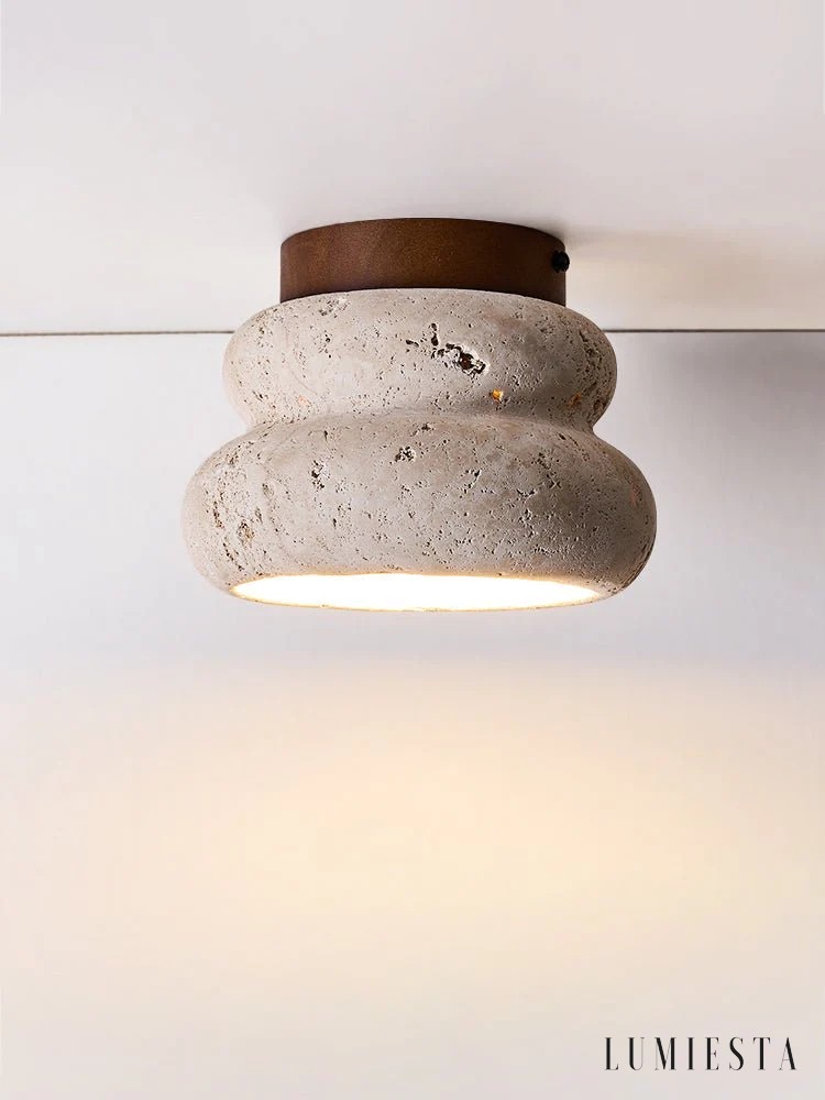 Kwitnaria - travertine ceiling light Ø 16 cm