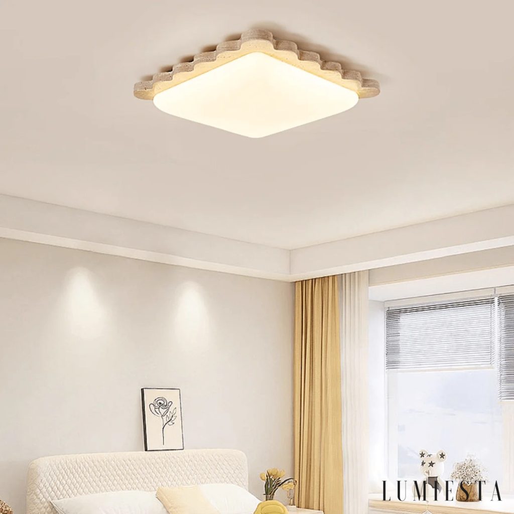 Tramonia - travertine ceiling light with a wavy edge 48 cm