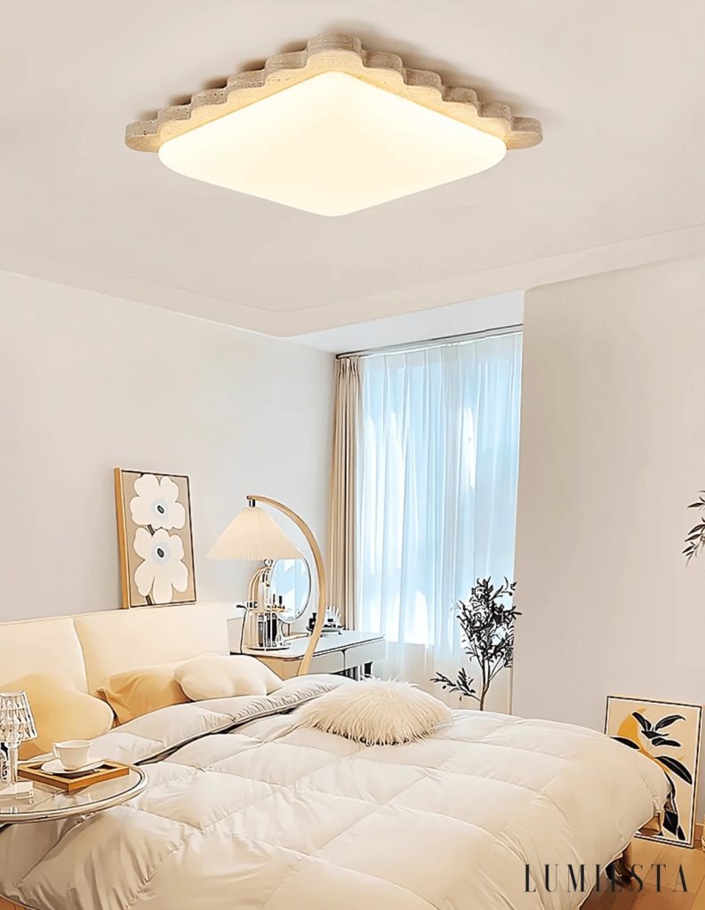 Tramonia - travertine ceiling light with a wavy edge 48 cm