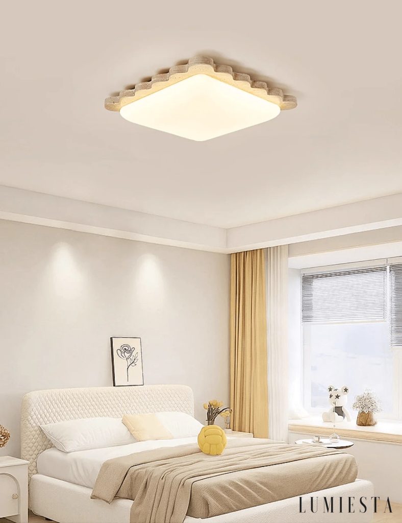 Tramonia - travertine ceiling light with a wavy edge 48 cm