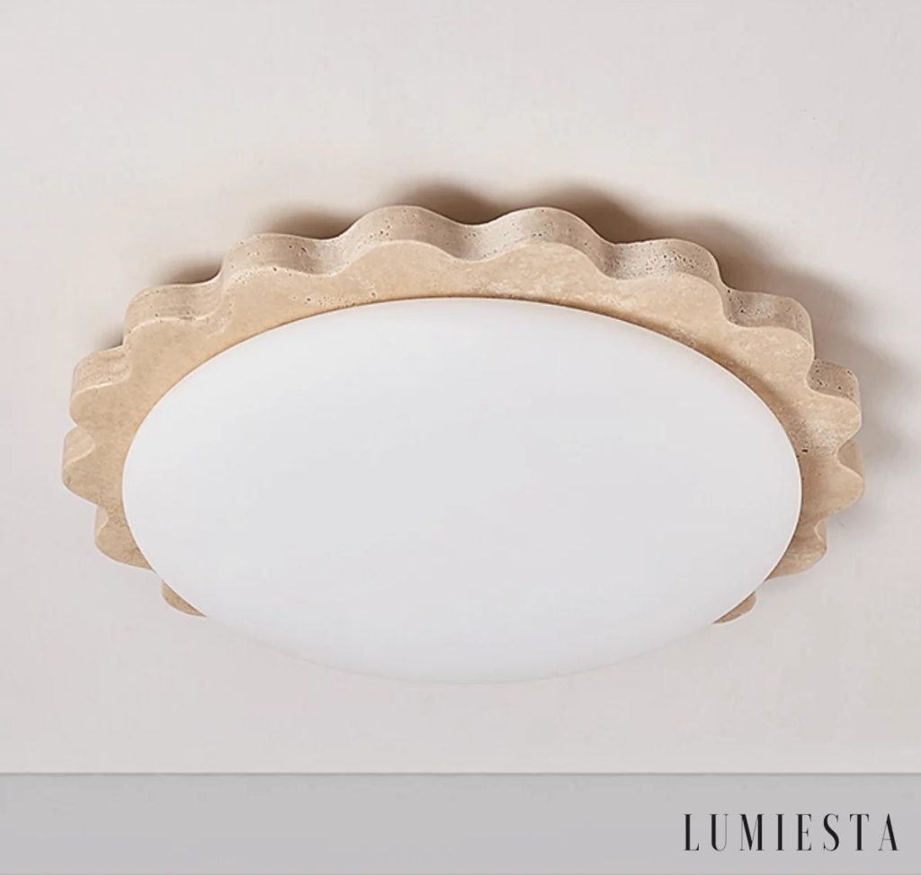 Tramonia - travertine ceiling light with a wavy edge 48 cm