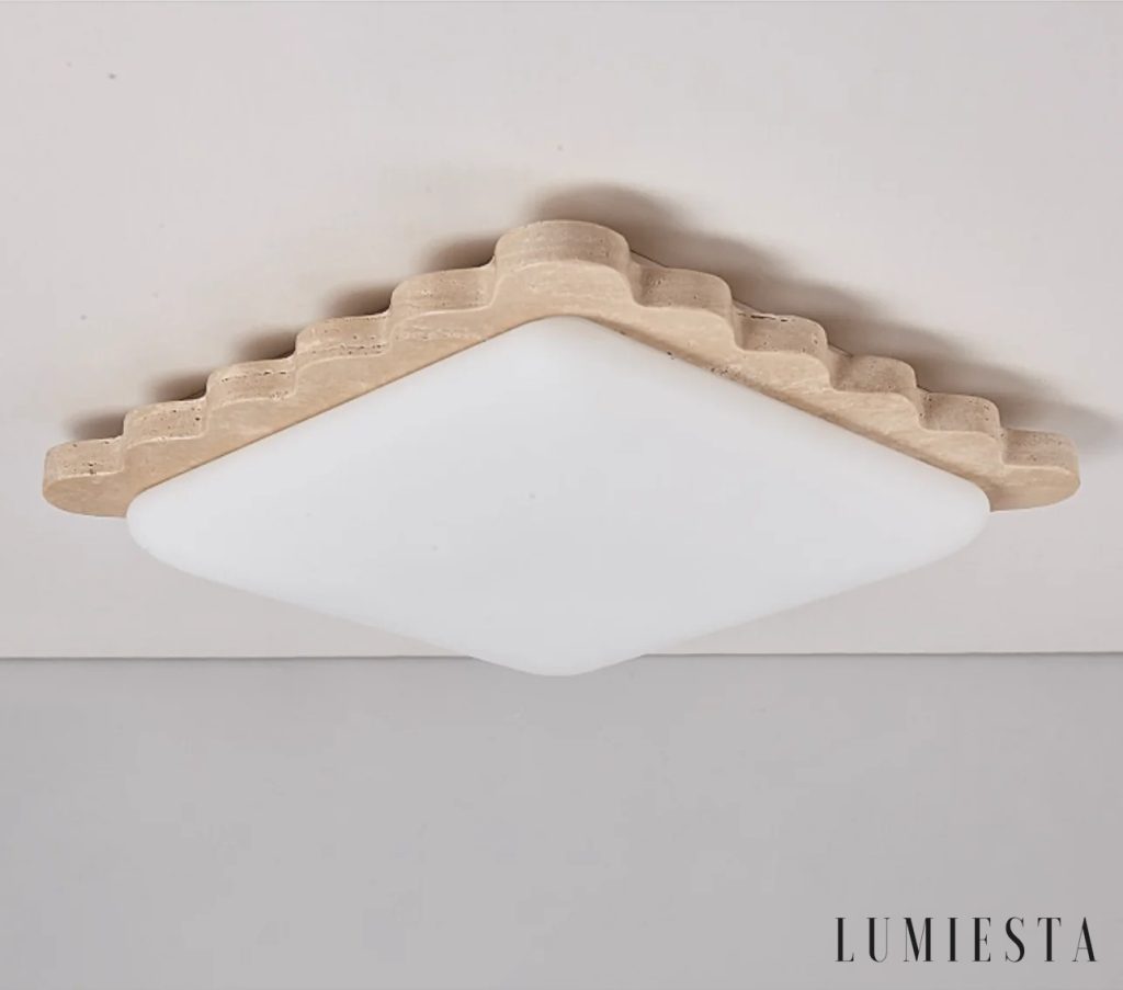 Tramonia - travertine ceiling light with a wavy edge 48 cm