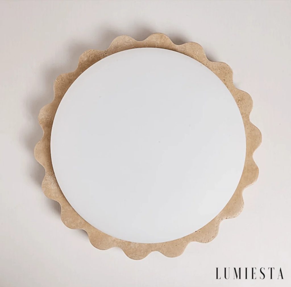 Tramonia - travertine ceiling light with a wavy edge 48 cm