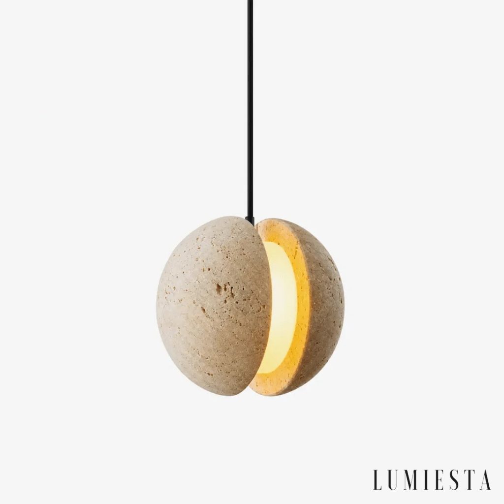 Catia - travertine globe pendant light ⌀13 cm