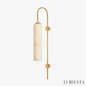 Posia - cylindrical alabaster wall light, 19 cm wide