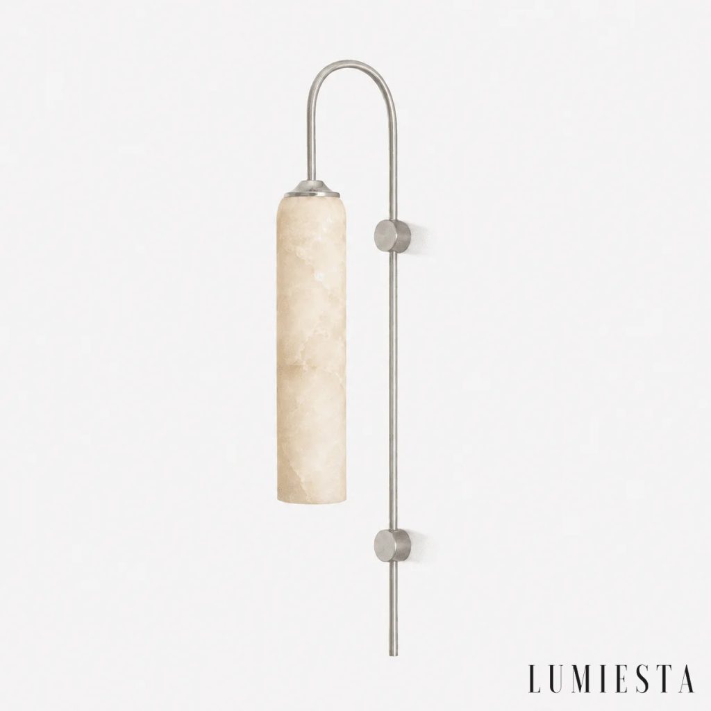Posia - cylindrical alabaster wall light, width 19 cm
