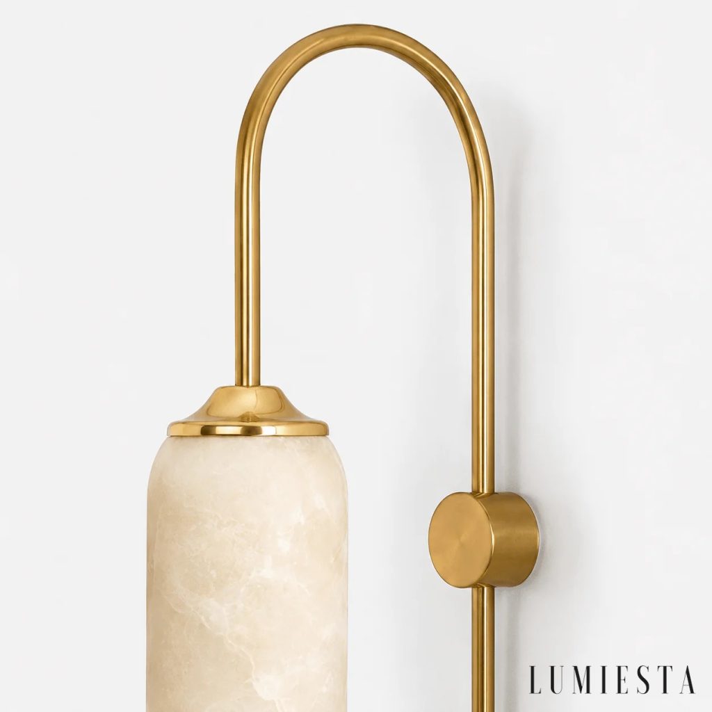 Posia - cylindrical alabaster wall light, width 19 cm