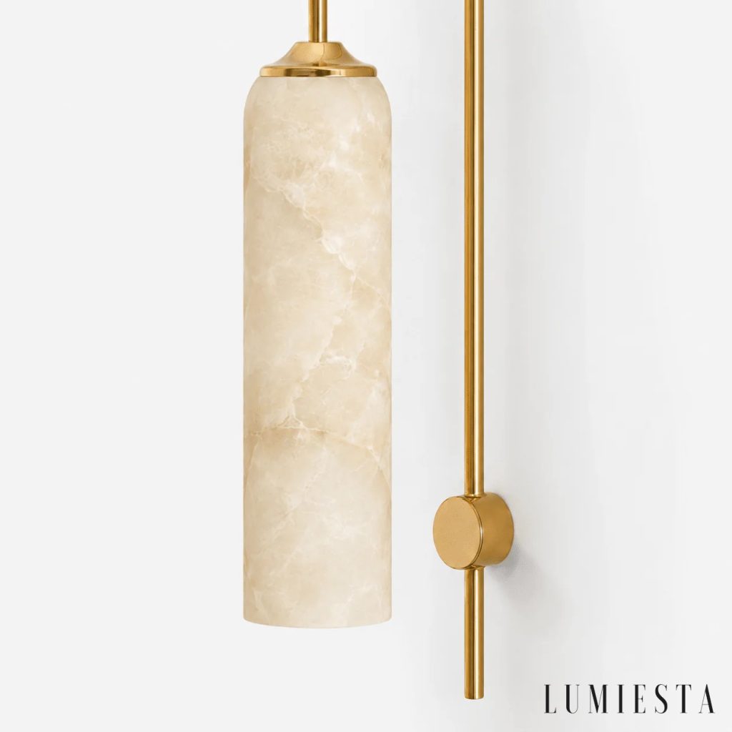 Posia - cylindrical alabaster wall light, width 19 cm