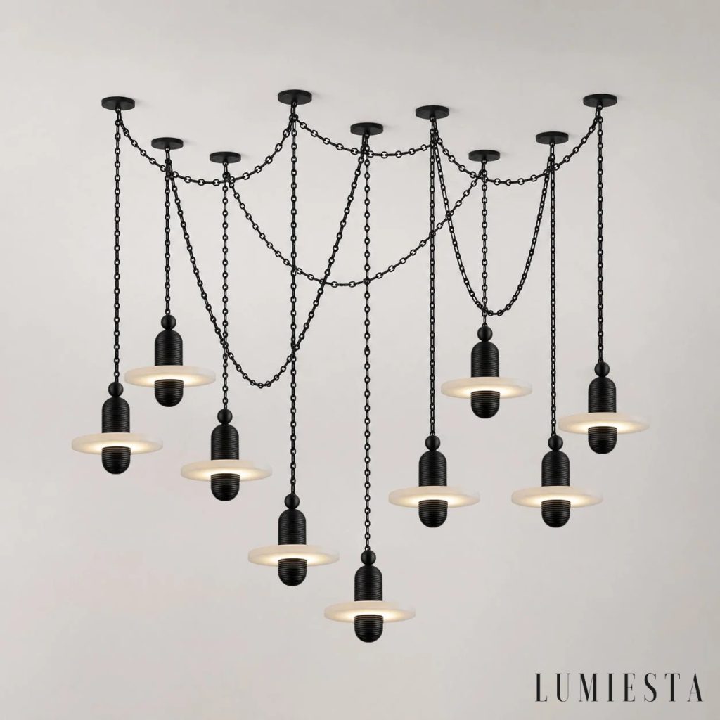 Fascia - chain-hung alabaster chandelier