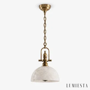 Cortona - alabaster dome pendant light - front view