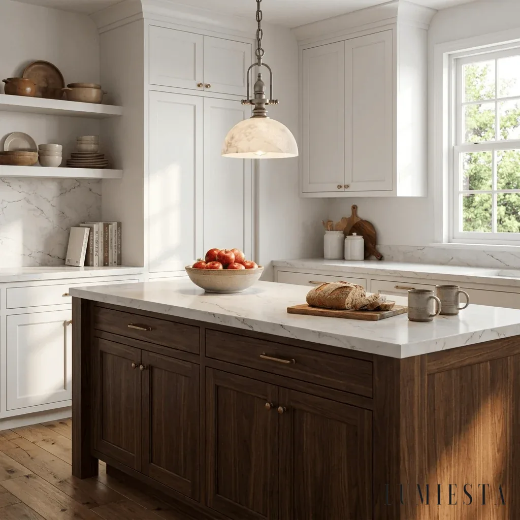 Cortona - alabaster dome pendant light - full view