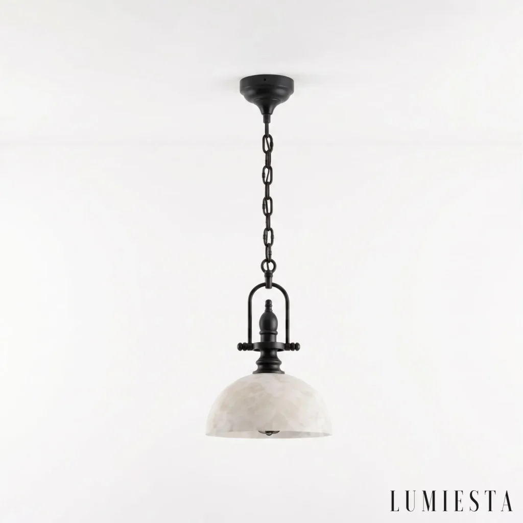 Cortona - alabaster dome pendant light - in daylight