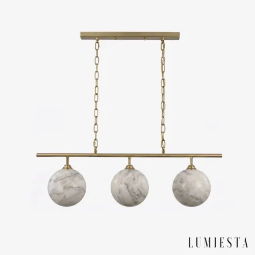 Anghiari - alabaster globe pendant light - front view