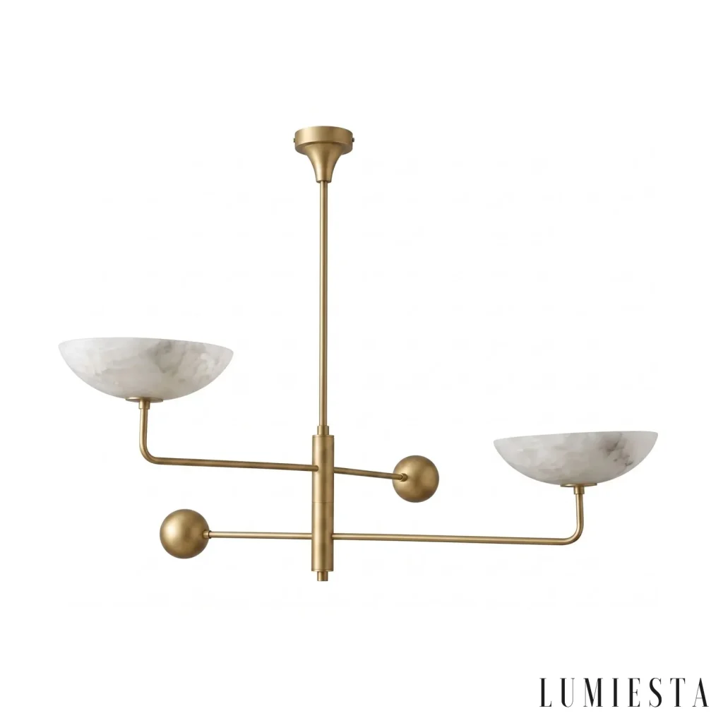 Pietrasanta - alabaster chandelier with two bowls, 85 cm wide - full view