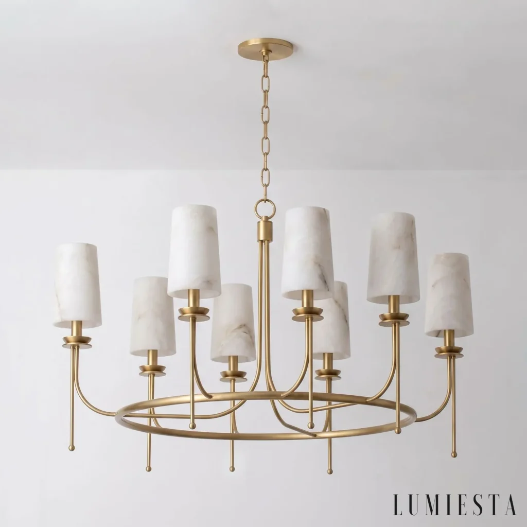 Viareggio - alabaster ring chandelier Ø 90 cm - side view