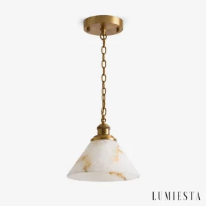 Orbetello - conical alabaster pendant light - front view