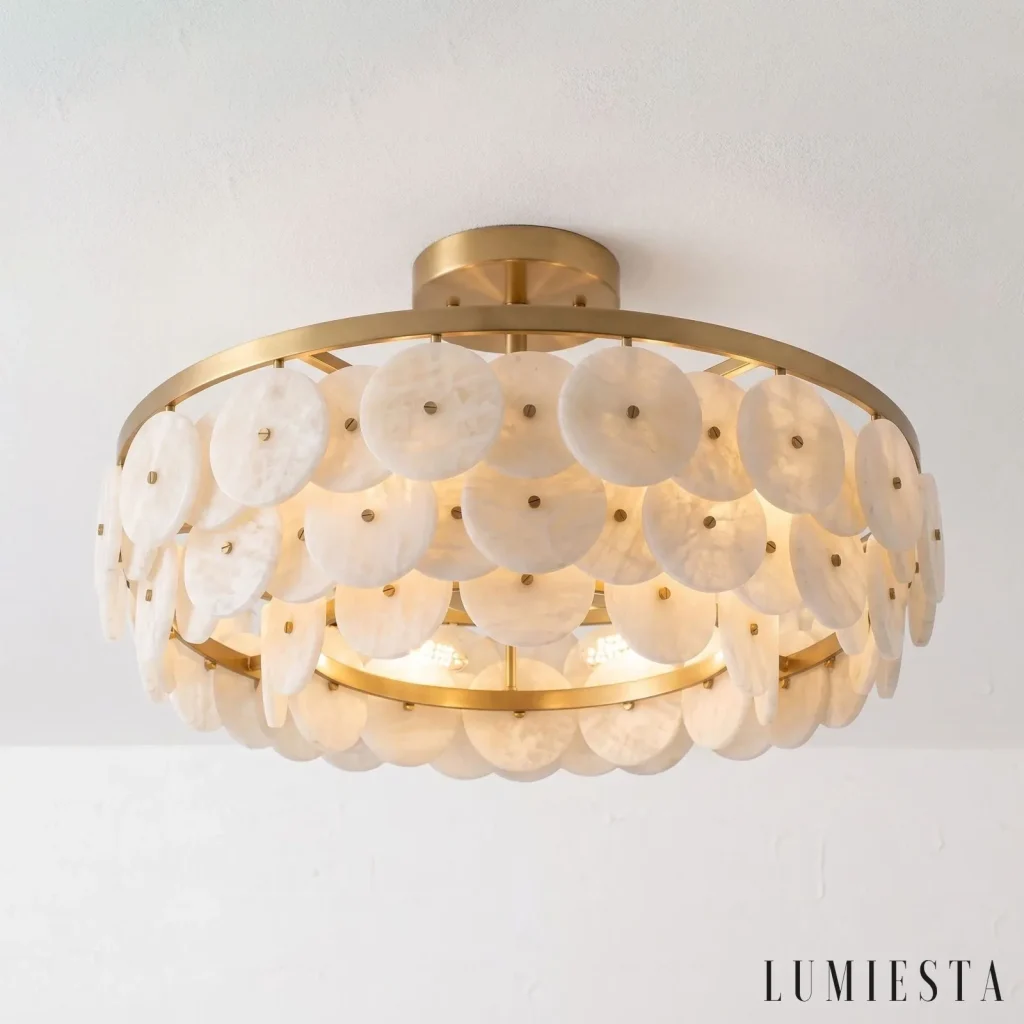 Greve - chandelier with cascading alabaster discs - in an interior setting
