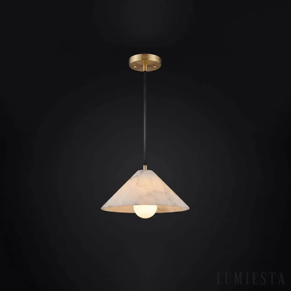 Empoli - conical alabaster pendant light - side view