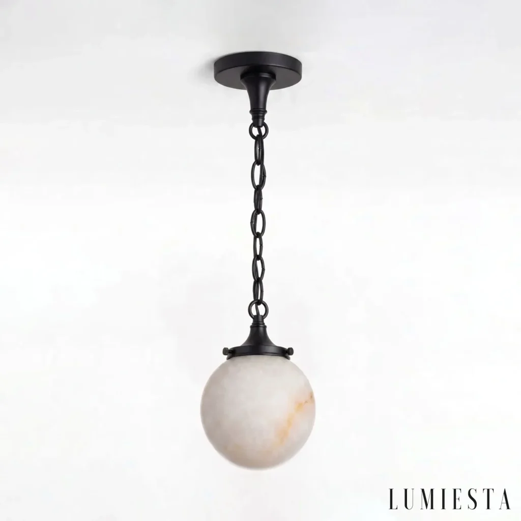 Cetona - alabaster globe pendant light - shade and base detail