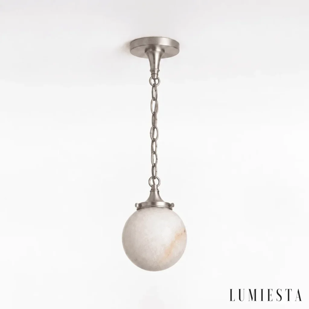 Cetona - alabaster globe pendant light - full view