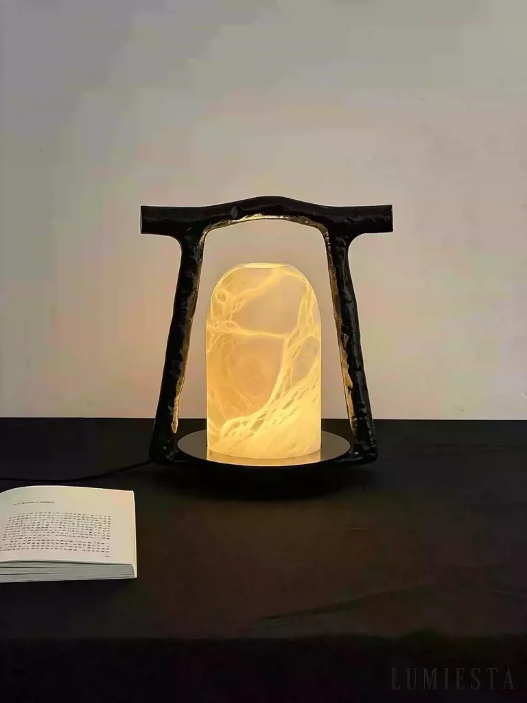 Sorano - lantern-shaped alabaster table lamp - in an interior setting