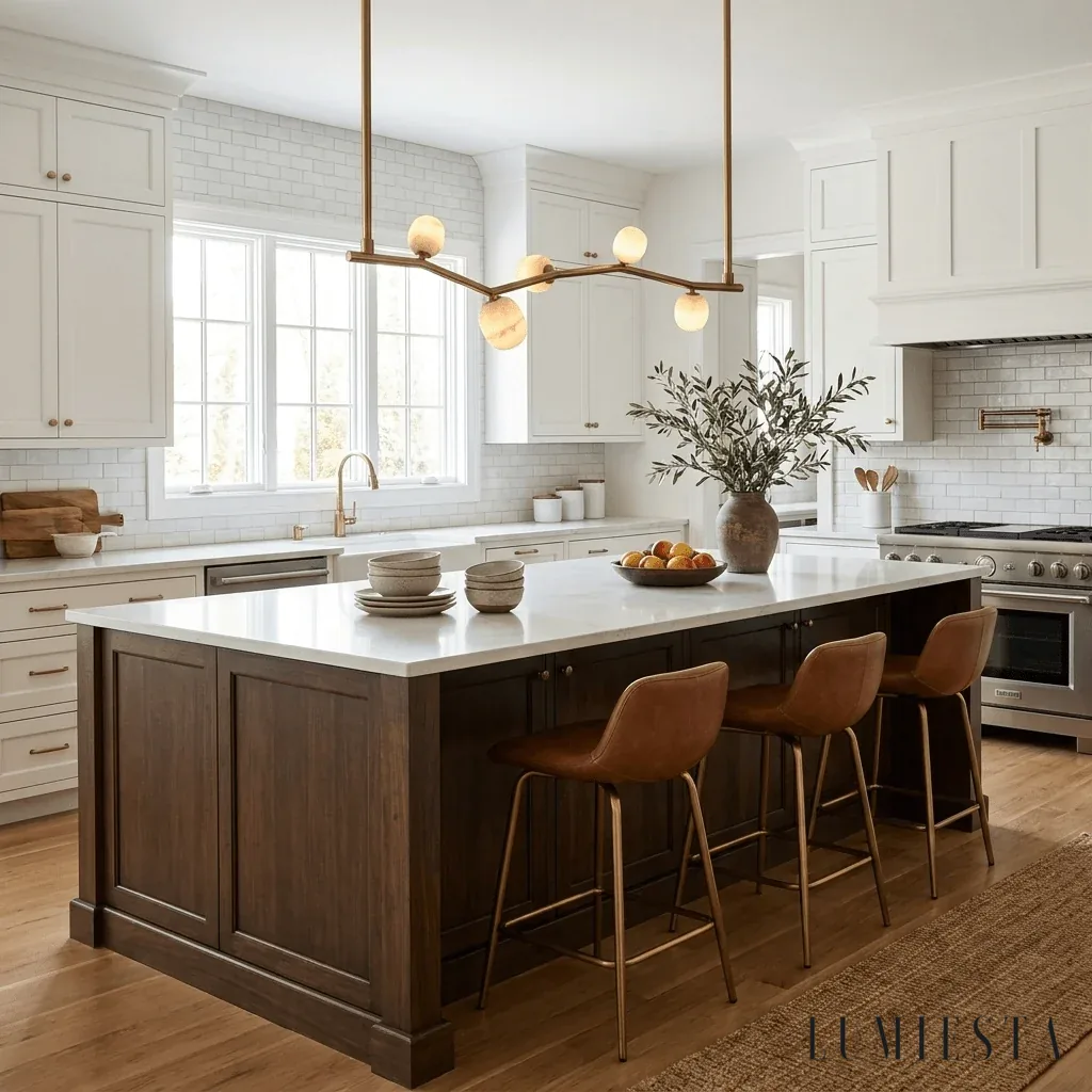 Scansano - alabaster chandelier shaped like a copper branch - warm copper finish