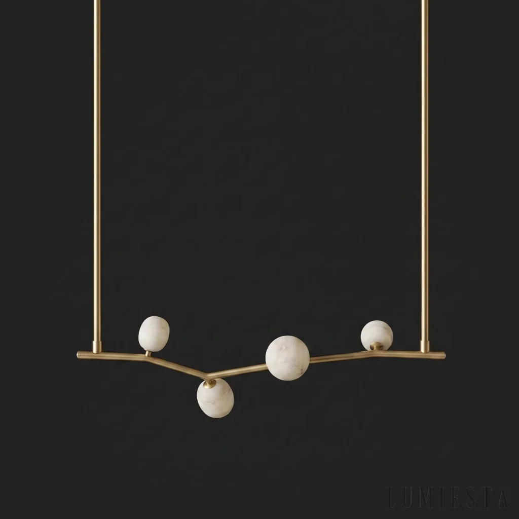 Scansano - alabaster chandelier in the form of a copper branch - in daylight