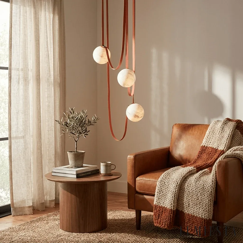 Baiona - alabaster pendant light Ø 203 cm - shade and base detail