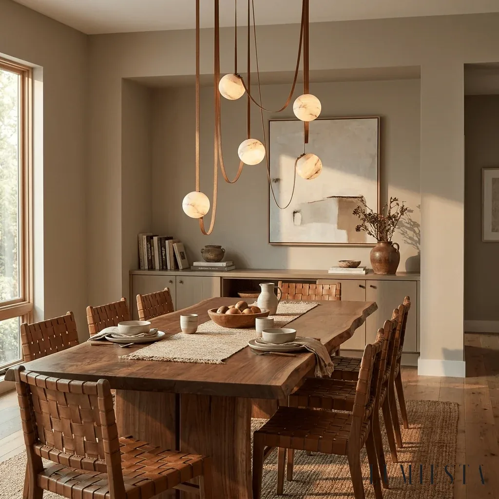 Baiona - alabaster pendant light Ø 203 cm - with the light switched on
